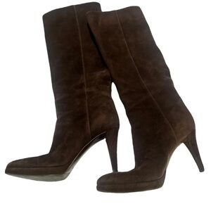 Brown suede Sergio Rossi heeled boots